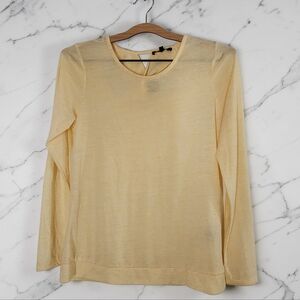NWT Jeanne Pierre Lemon Heather Long Sleeve Twist Back Top - Size Small